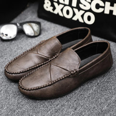 Voguable  Handmade Comfortable Men Loafers Fashion Spring Autumn Casual Leather Shoes Slip-On Business Driving Flat Soft Walking Shoes voguable