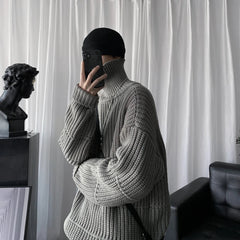 Autumn Winter Mens Casual Turtleneck Pullover Men's Long Sleeve Rollneck Sweater Korean Style Fashion Warm Knitted Sweater voguable