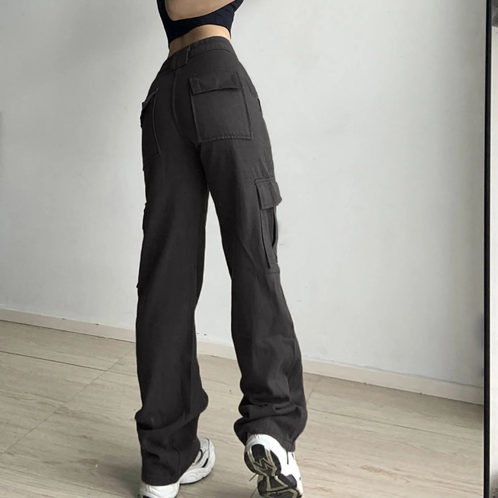 Vintage Cargo Pants Overalls Baggy Jeans Women Casual Fashion Y2k 90s Streetwear Big Pockets High Waist Straight Denim Trousers voguable