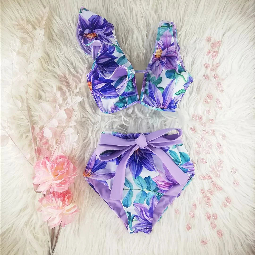 New High Waist Bikini Swimwear Women Swimsuit Push Up Bikinis Women Bathing Suit Biquini Ruffle Bikini Summer Beach Wear voguable