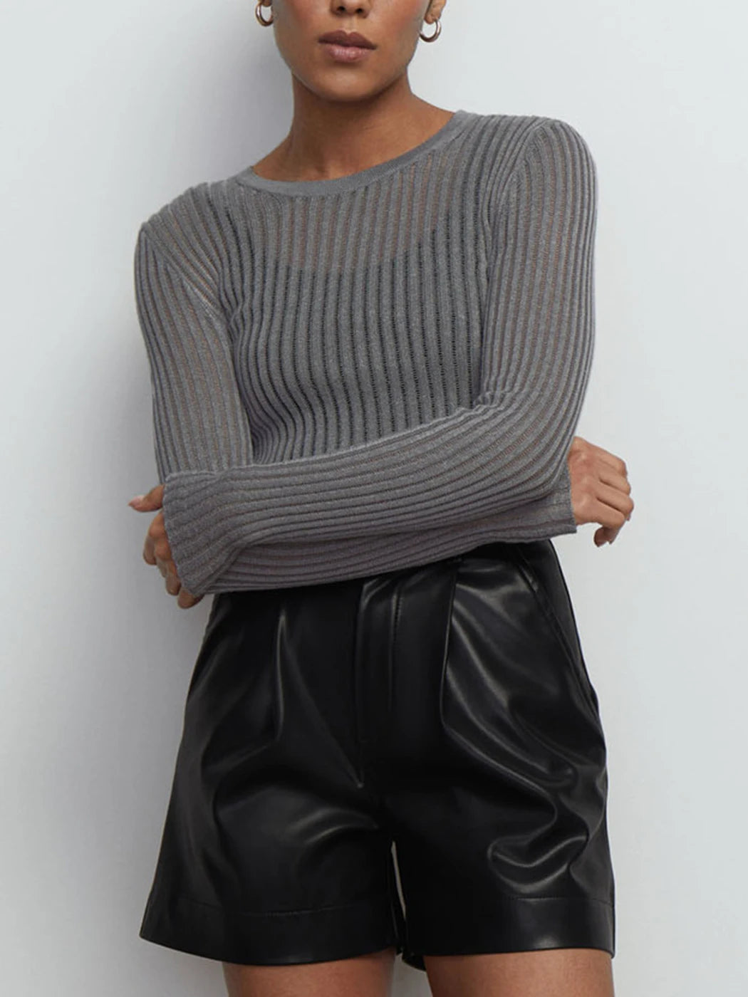 Perspective Sexy Thin Knit Sweater Women Solid Color Basic Pullover Top Casual Cozy Long Sleeve T-shirts Spring Summer New voguable