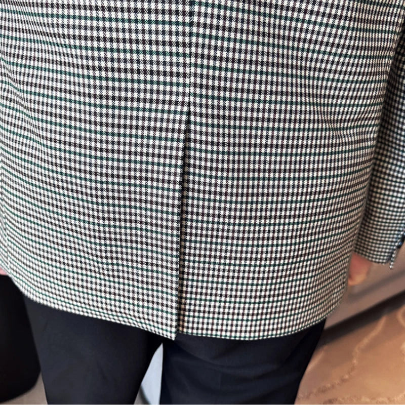 Voguable  Luxury and Fashionable Men's Suit Jacket Blazer Business Slim Fit Lapel Plaid Dress Suit Wedding Groom Tailcoat Suit Jacket4XL-M voguable