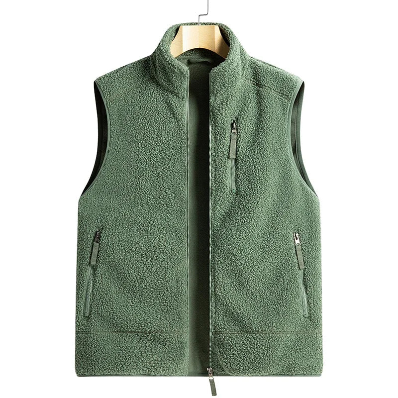 Outdoor Sleeveless Coats Vests Male Warm Cotton Waistcoat Autumn Jackets Thick Vests Man Classic  Lamb Cashmere Men Fleece Vest voguable