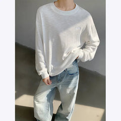 Spring Cotton Long Sleeved T-shirt Men Black White Casual T Shirt Men Streetwear Korean Loose Round Neck T Shirt Mens Top M-3XL voguable