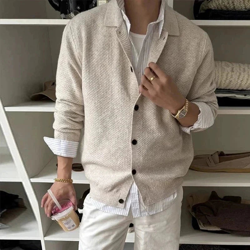 Japanese Retro Men's Cardigan Coats Light Luxury Knitted Lapel Long Sleeve Sweater Jacket Leisure Premium Quality Knitwear M-3XL voguable