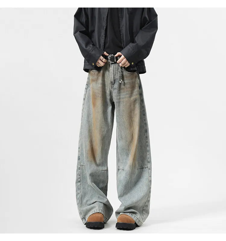 2025 Men's Jeans baggy Denim pants Loose Fit Casual Style American Streetwear Straight Novel design Leg Pants Trendy Brand voguable