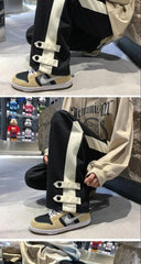 Voguable  Hong Kong Style Spliced Wide Leg Casual Pants Men's and Women's Versatile Pants Sports Pants Loose Pants Trendy voguable