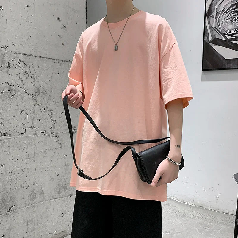 Men Oversized Graphic Solid T Shirts Colorfuls 100% Cotton Mens White Classical Tee Male Short Sleeve O-Neck Tops gotmes-shop