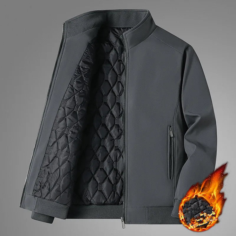 Winter Fleece Thick Jacket Men Warm Grey Windbreaker Fur Collar Coat Plus Size High Quality Brand Fashion Winter Lamb Wool Parka voguable