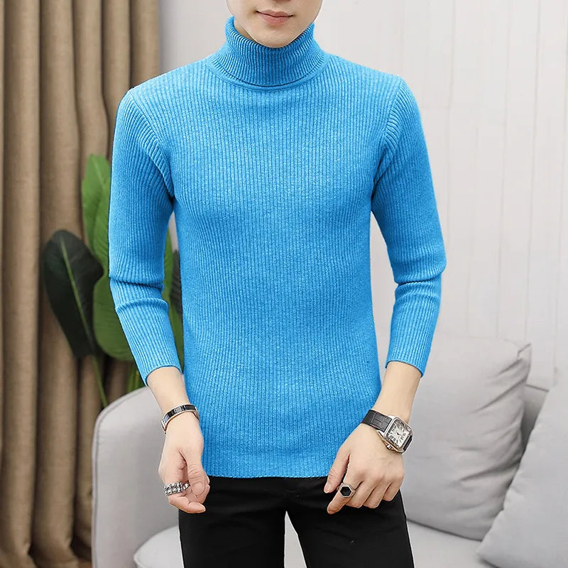 Autumn and Winter  Men's Turtleneck Sweater Male  Version Casual All-match Knitted  Sweater voguable