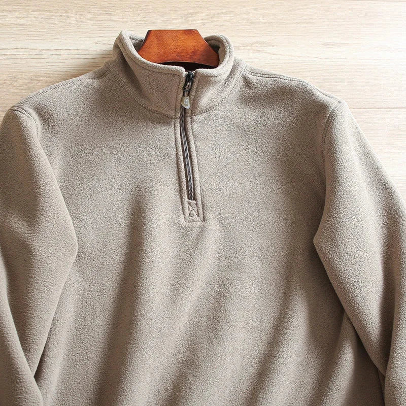 Heat Storage Double-sided Fleece Pullover Autumn Winter Outdoor Windproof Warm Semi-zipper Stand Collar Casual Sweatshirt Jacket voguable