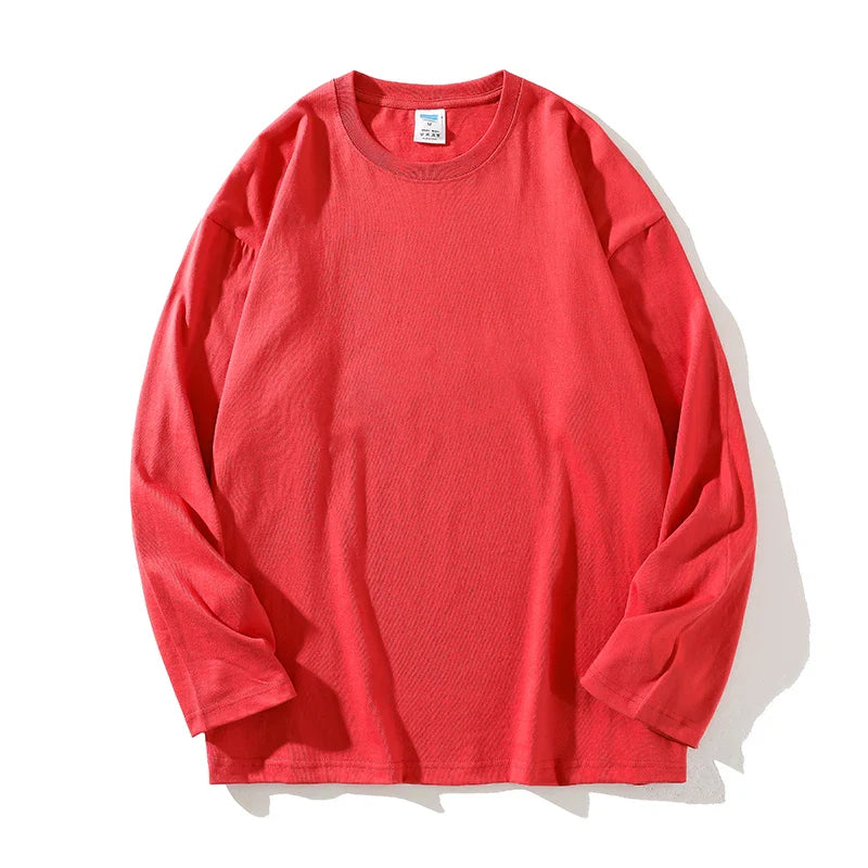 Long Sleeve Mens T Shirt Ripped Base O-neck Casual Spring Male Tops Loose Streetwear Unisex Tees gotmes-shop