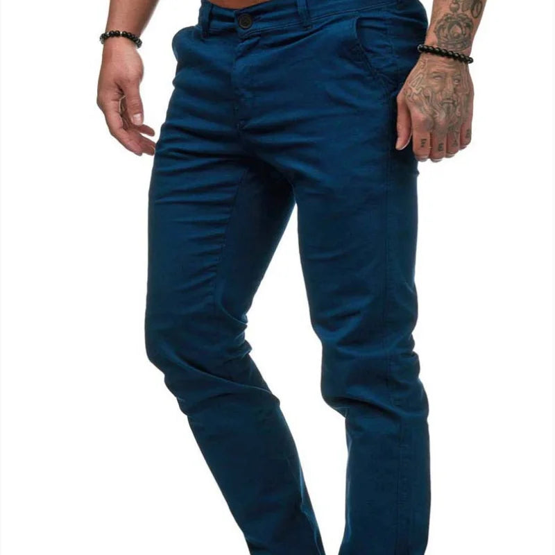 Voguable  Men the Four Seasons New Trendy Vintage High Waist Casual Pants Button Zipper Pockets Spliced Straight Pants Versatile Trousers voguable