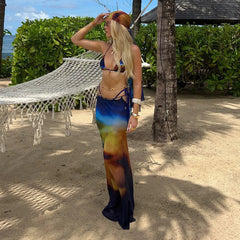 Sexy 3Pcs Bandeau Biquini Women Bikini Push Up Swimsuit Female Swimwear Floral Printed Swim Suit Halter Bathingsuit Beachwear voguable