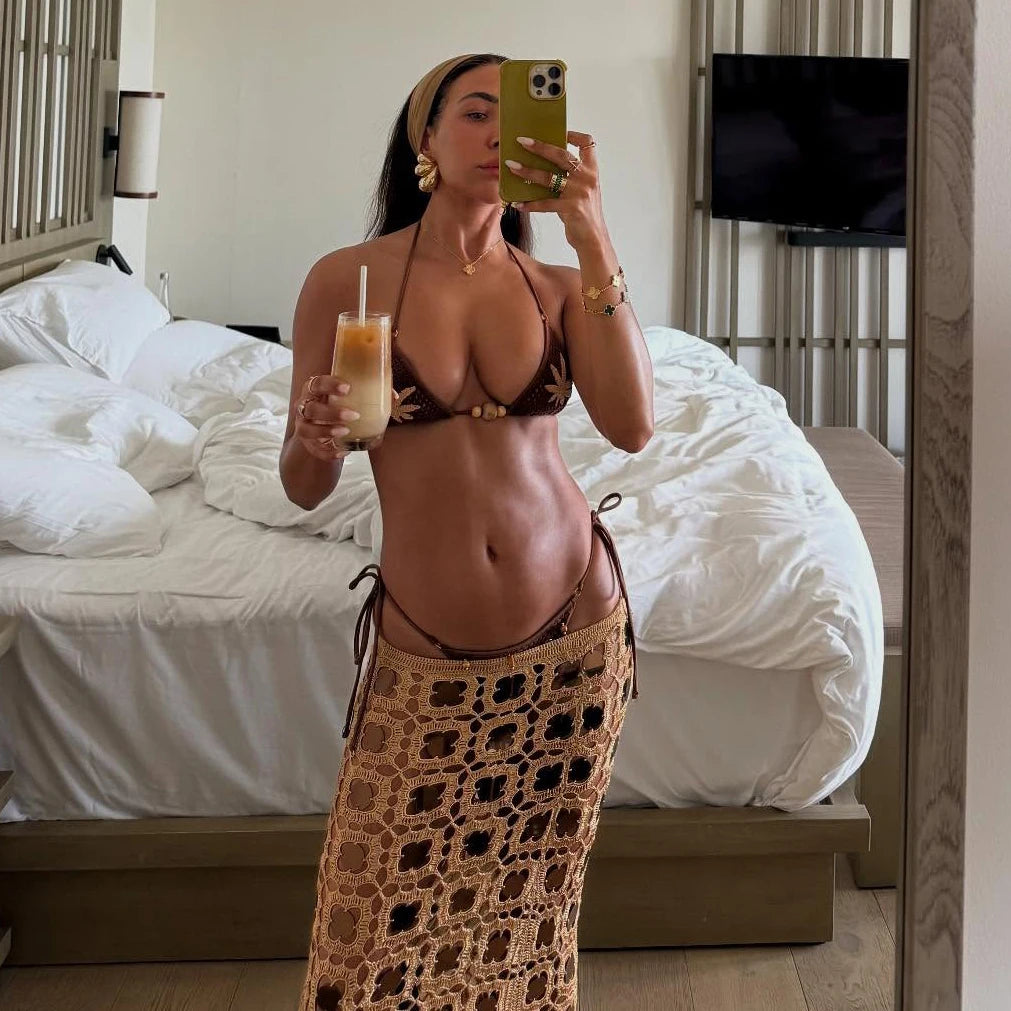 High Quality Swimsuit Hand Hook Crochet Bikini Sexy Women Swimwear Female Bandeau Biquini Push Up Bathingsuit Beachwear Bodysuit voguable