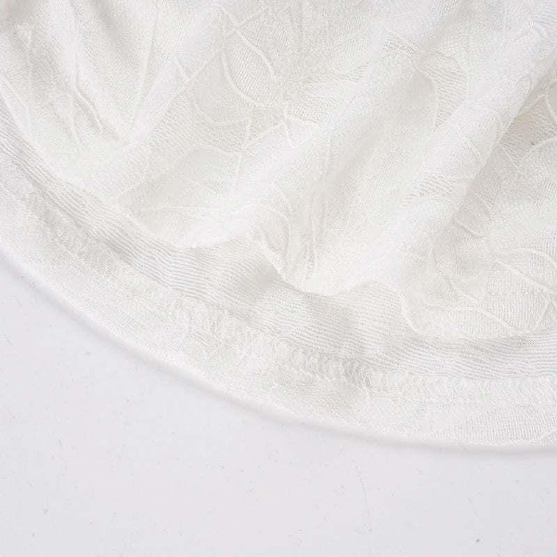 Voguable  Vintage Chinese Style Stand Collar Slanted Buttons Floral Lace White Hollow Out Sxy T-shirts for Lady Summer Evening Party Top voguable