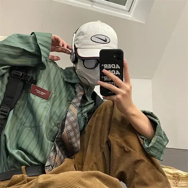 Voguable England Style Soft Cotton Fashion Shirts Single Patch Pocket Long Sleeve Standard-fit Button-down Man Casual Striped Shirt voguable