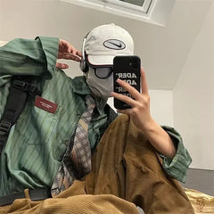 Voguable England Style Soft Cotton Fashion Shirts Single Patch Pocket Long Sleeve Standard-fit Button-down Man Casual Striped Shirt voguable