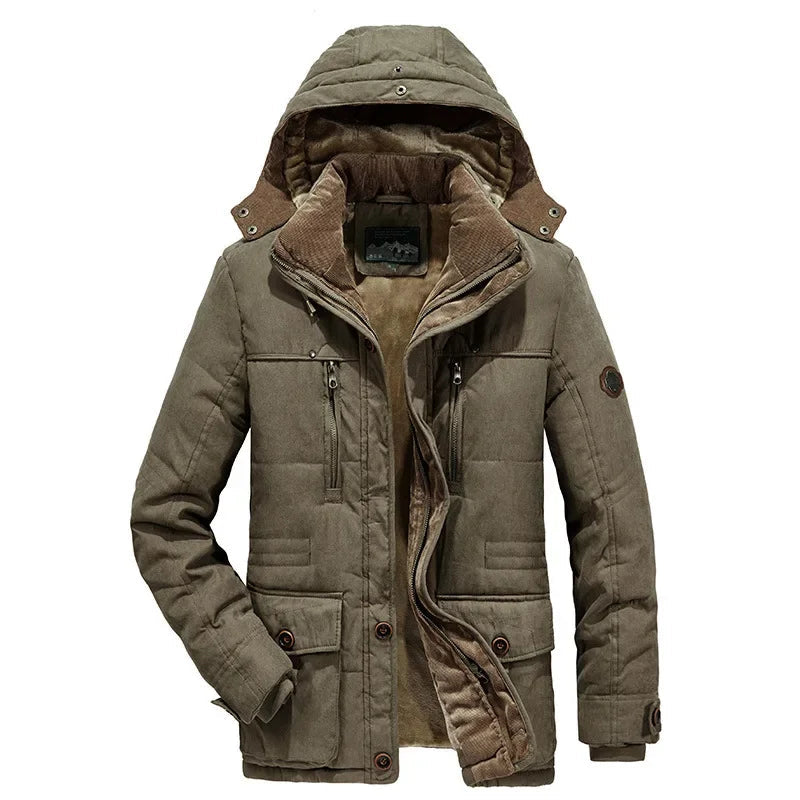 Men Thick Warm Trench Winter Parka Men Fleece Hooded Winter Jacket Coat Military Cargo Jackets Mens Plus Size Velvet Warm Coat voguable