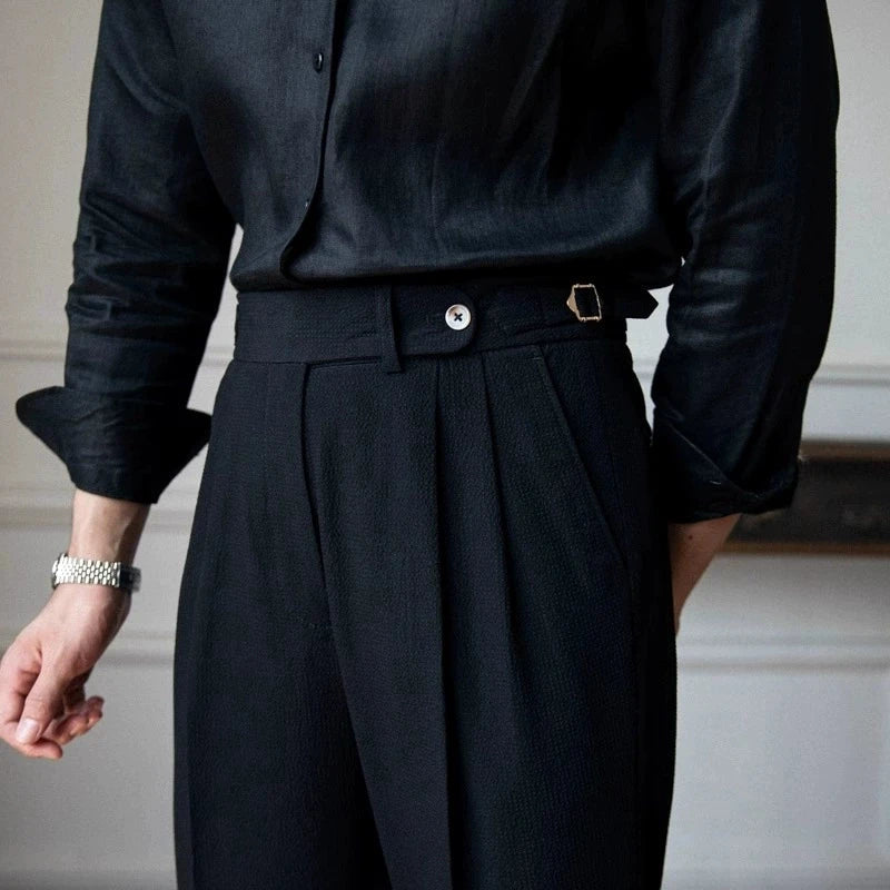 Light Luxury Men's Naples Draped Suit Pants Casual Solid Color Straight Premium Quality Dress Pants Wedding Banquet Business voguable