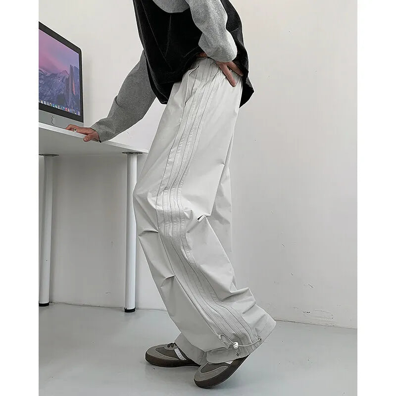 Summer Black Casual Pants Men Oversized Wide Leg Pants Men Streetwear Hip-hop Loose Pink Sports Pants Mens Joggers Trousers voguable