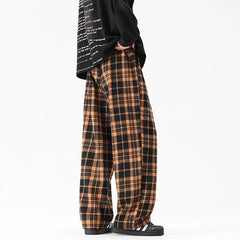 Autumn Thick Pants Men Warm Fashion Retro Plaid Pants Men Streetwear Loose Wide Leg Pants Mens Oversized Vintage Trousers M-3XL voguable
