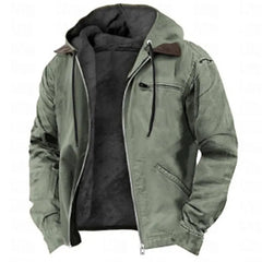 Winter New Men Casual Jackets Hooded Zipper Pocket Fashion Solid Color Fleece Warm Outerwear Male Outdoor Hooded Hoodie Coats voguable