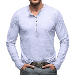 Spring Autumn Fashion Round Neck Long Sleeve Solid T-Shirts Men's Clothing Button Bottoming Shirt Korean Casual All-match Tops voguable