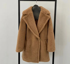 Max Short Teddy Coat 62% Alpaca 26% Wool 12% Silk Coat Winter Thicken Women's Coat voguable