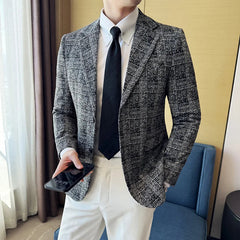 Voguable  Men's British Style Fashionable Luxury Suit Jacket High-quality Plaid Slim Fit Business Social Blazer Wedding Dress Party Jacket voguable