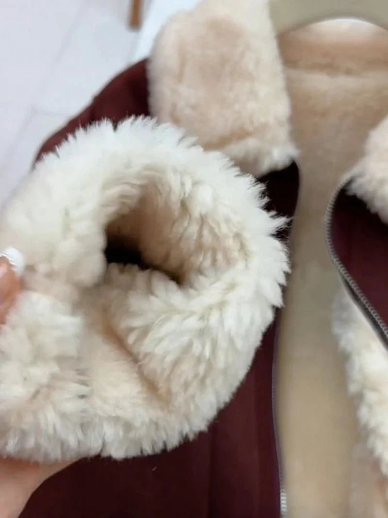 Faux Lamb Suede Jacket Women Winter Warm Long Sleeve Vintage Cotton Coat Korean Casual Lady Thick Long Sleeve Retro Tops voguable