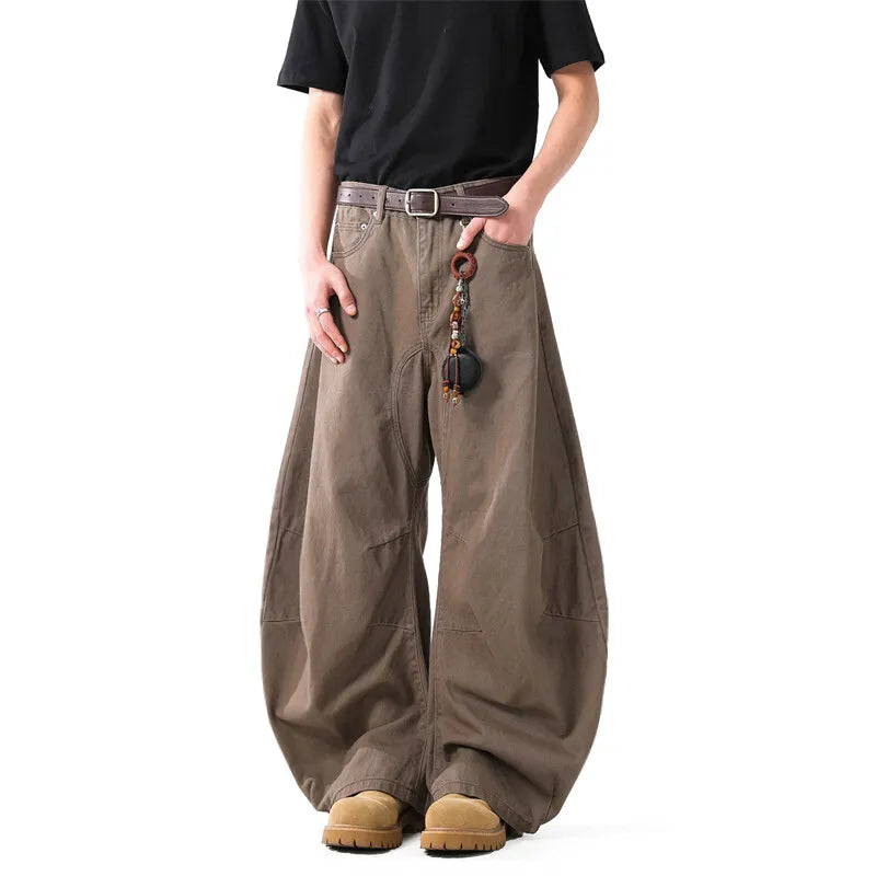 Unisex Brown Loose Fit Wide Leg Casual Pants Sportswear Lounge Joggers Street Fashion Athleisure Trendy Stylish Design Comfort voguable