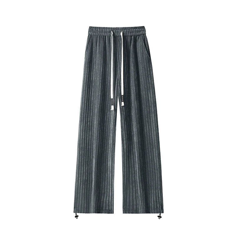 Voguable  New Jacquard Wide Leg Pants for Men with Elastic Waist Drawstring Loose Fit Casual Trousers plus Size M-XXXXXL Autumn Spring voguable