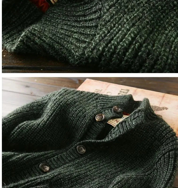 American High-end Knit Cardigan Men's Stand Collar Sweater Cardigan Korean 2025 New Spring Autumn New Sweater Button Jacket Chic voguable