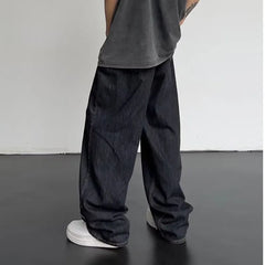 New Summer Jeans Men Patchwork Denim Trousers Male Oversize Loose Casual Wide-leg Pants Streetwear Harajuku Clothing voguable