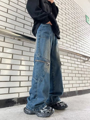 Streetwear Pocket Design Men Jeans Cargo Pants Loose Plus Size Neutral Wide Leg Pants Harajuku Casual Denim Pants Gothic Y2K voguable