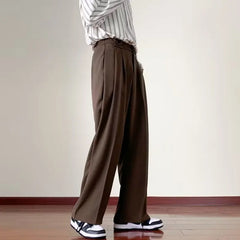 Voguable Brown Black Suit Pants Men Fashion Social Men Dress Pants Korean Loose Straight Wide Leg Pants Men Office Formal Trousers voguable