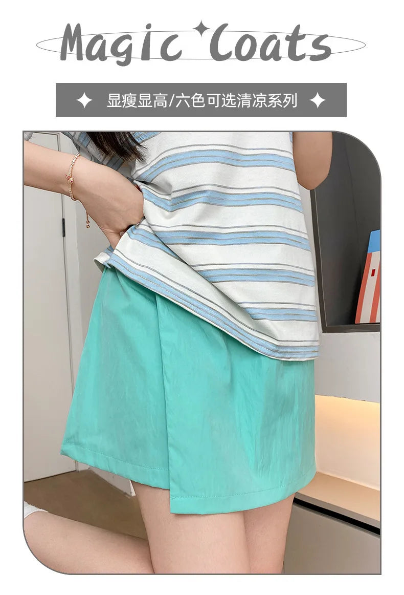 Comfortable Shorts Skirts Casual Sporty Refreshing Fabric Solid Elastic Waist Loose Shorts for Female Beach Vacation Lady Skirts voguable