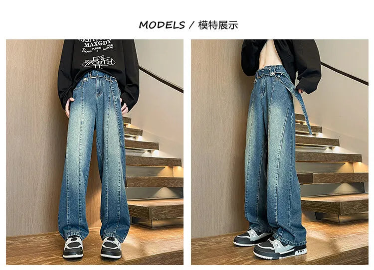 2025 New Big boy Jeans for Men Streetwear Baggy Jeans Large size Patchwork Denim Leisure Simple Dime Pants Women Jeans Hot  jean voguable