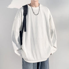 Spring Autumn Casual Long Sleeve T Shirts Men Loose Round Neck T-shirts Male Fashion Harajuku Korean Streetwear Tops Tees