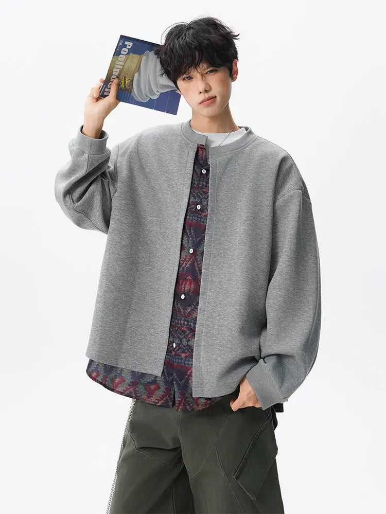 Jacket men Stand Up Collar Single Breasted Fake Two Piece Jacket Autumn Thin Ethnic Print Patchwork Mens Outerwear Coat men new voguable