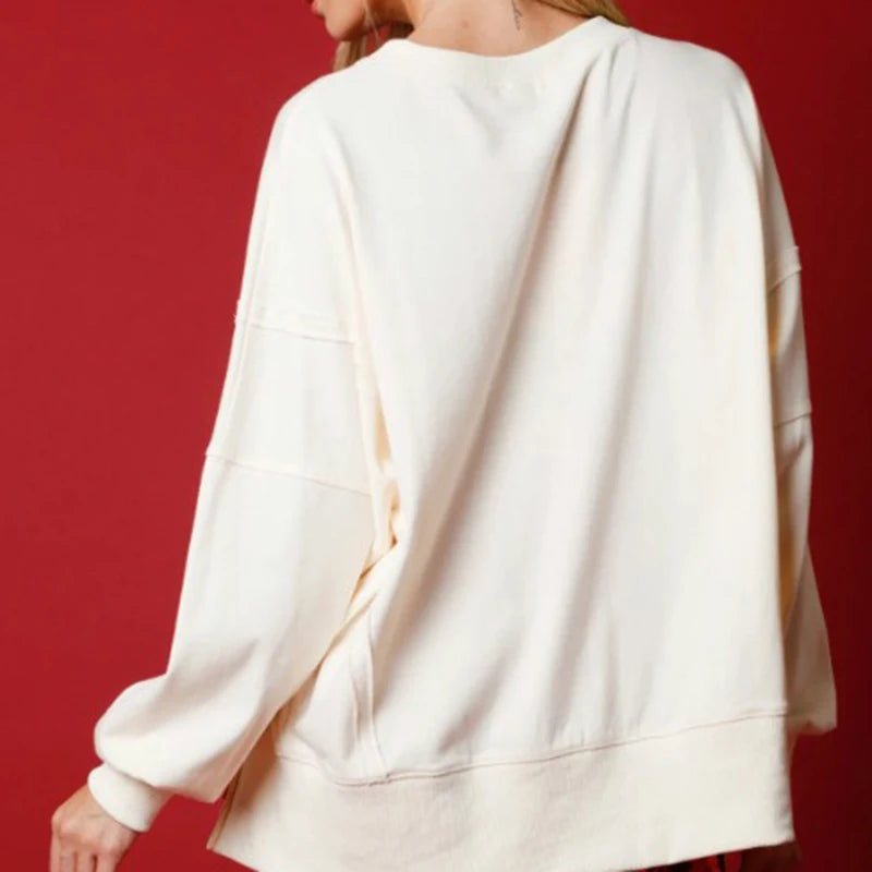 Autumn Winter Fashion Fresh Sweet Cute Style Females Clothing Christmas Sequins Long Sleeve Pullover Sweater Women's jumper New Year voguable