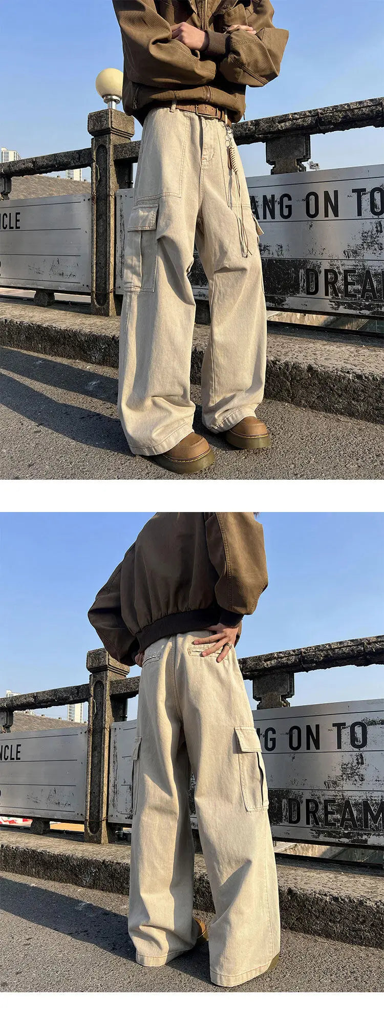Mens Casual Workwear Cargo Pants Loose Fit Straight Wide Leg Multi Pocket Utility Tactical Outdoor Hiking Durable Heavy Duty voguable