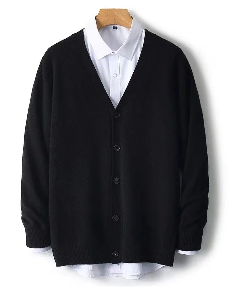 Autumn/Winter New Men's Business and Leisure V-neck Thin Knitted Cardigan Sweater Warm and Fashionable High Quality Knitted voguable