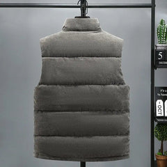 Vests Jacket Men Autumn Winter Stand Collar Warm Sleeveless Leisure Down Cotton-Padded Vest Coat Thickened Corduroy Warm Coat voguable