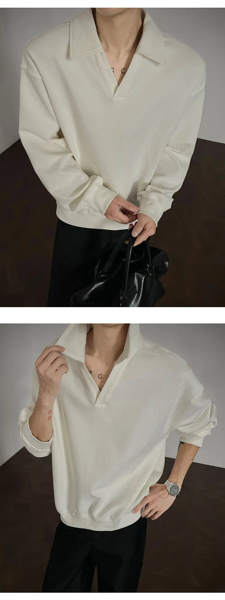 Long sleeve t Shirt men 2025 Arrival Men Polo Shirt Solid Color Casual Relaxed Fit Collar Tops Autumn Fall Fashion Mens Clothing voguable