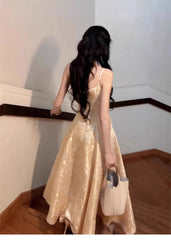 Vintage A-Line Jacquard Party Dresses Women Jacquard Spaghetti Strap Big Swing Dress Luxury Sleeveless Vestidos 270A voguable