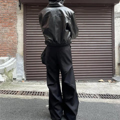 American Style Elastic Waist Loose-fit Casual Trousers 280gm Sensibility Ruffled Wide-leg Pants Men's Tuxedo Pants voguable