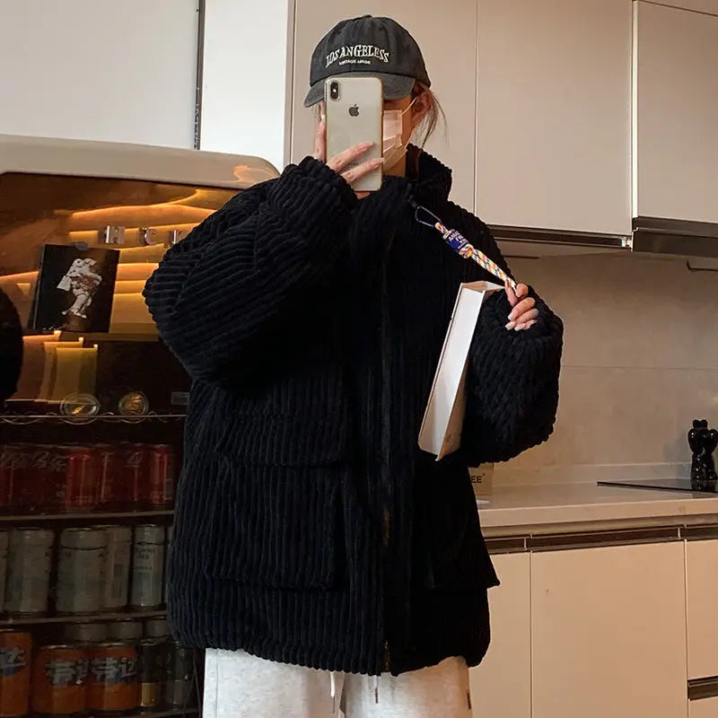 Winter Cotton Jacket Couple Corduroy Cotton Jacket New Style Work Clothes Loose Thickened Cotton Jacket Student voguable