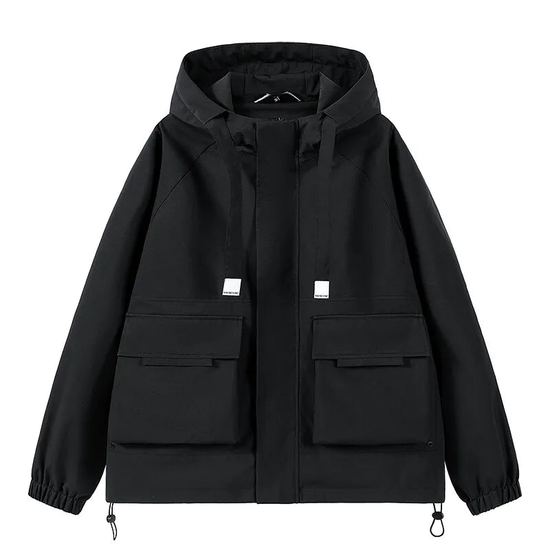 Outdoor jacket Streetwear Coffee Cargo Jacket Men Women Spring Harajuku Coat Korean Fashion Big Pocket Loose Casual 4Colors
